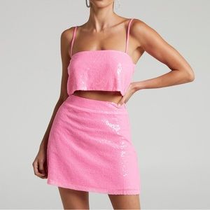 Pink Sequin Elswyth Set Showpo Size 4